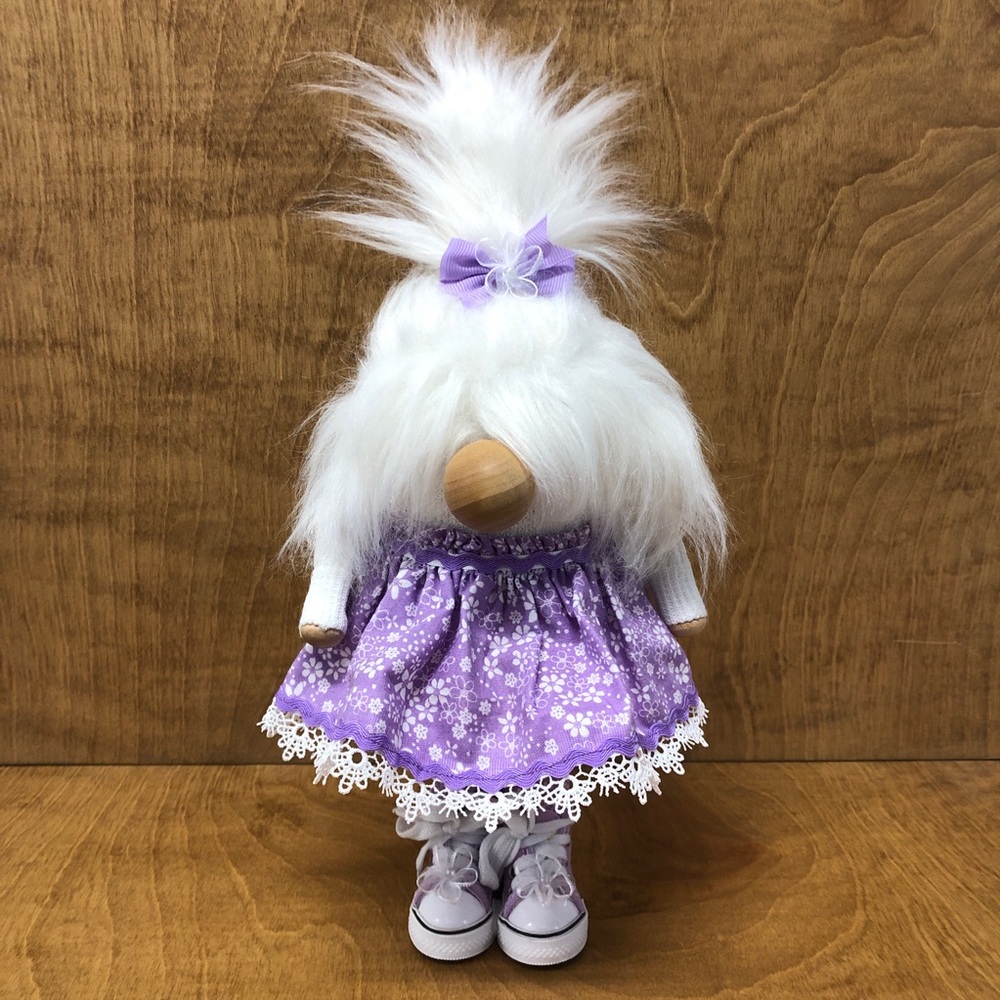 Ms Lavender Gnome Spring Summer Daisies Tennis Shoes Sneakers Bow Lace Gift